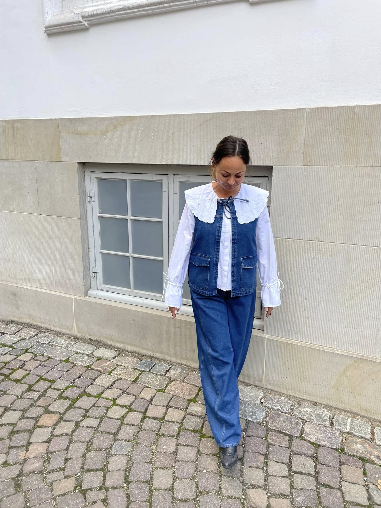 PCFENNA Denim Waistcoat - Dark Blue Denim